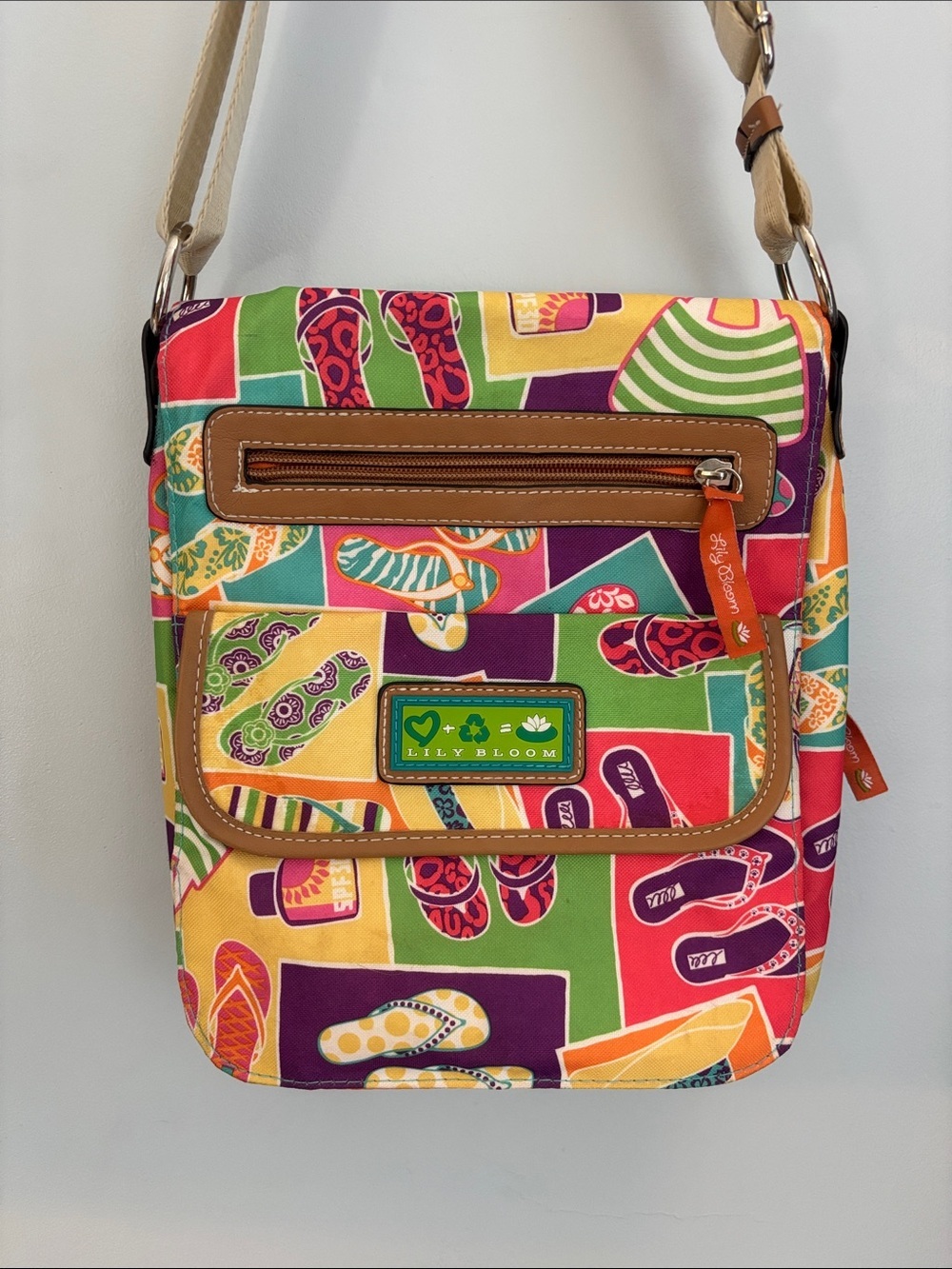 Lily Bloom Multicolor Flip-Flop Patch Crossbody Bag